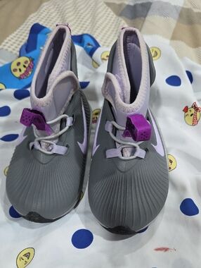 Nike Kids Grey & Lavender High-Top Sneakers with Purple Tabs